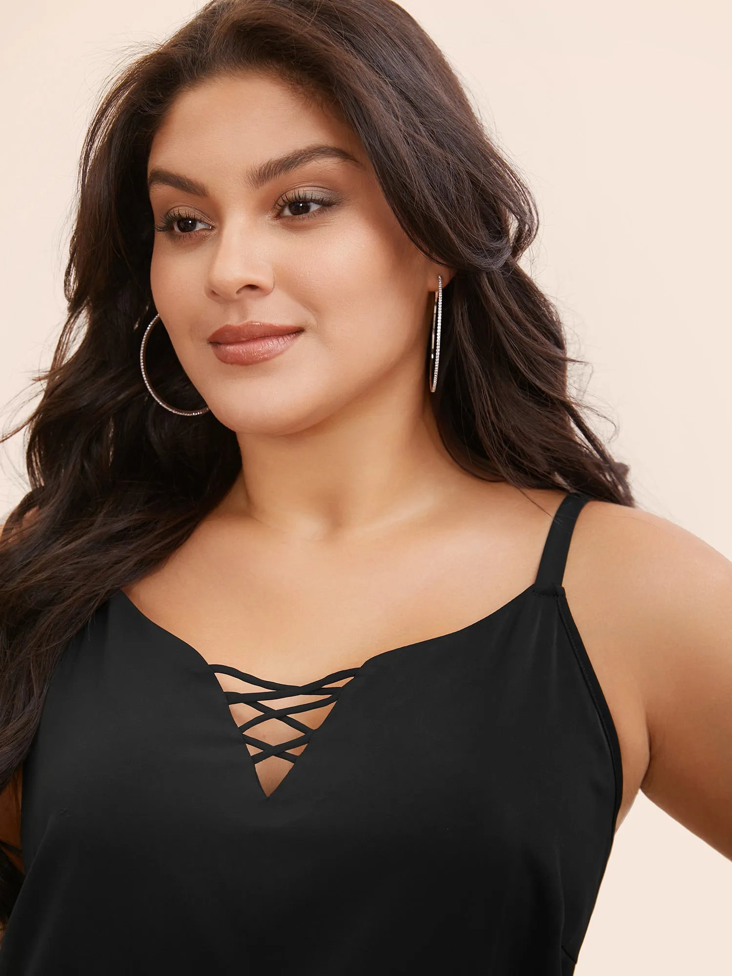 Solid Crisscross Split Hem Cami Top sold by Bloomchic product image thumbnail 2