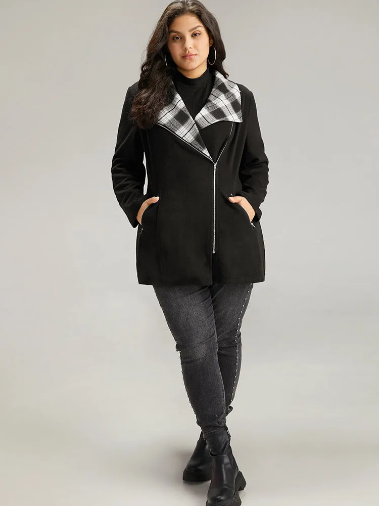 Plaid Patchwork Lapel Collar Zipper Coat sold by Bloomchic product image thumbnail 4