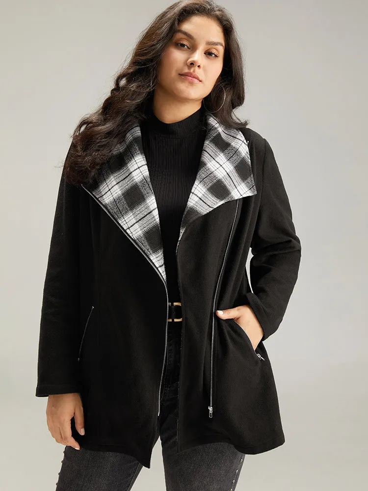 Plaid Patchwork Lapel Collar Zipper Coat sold by Bloomchic product image thumbnail 3