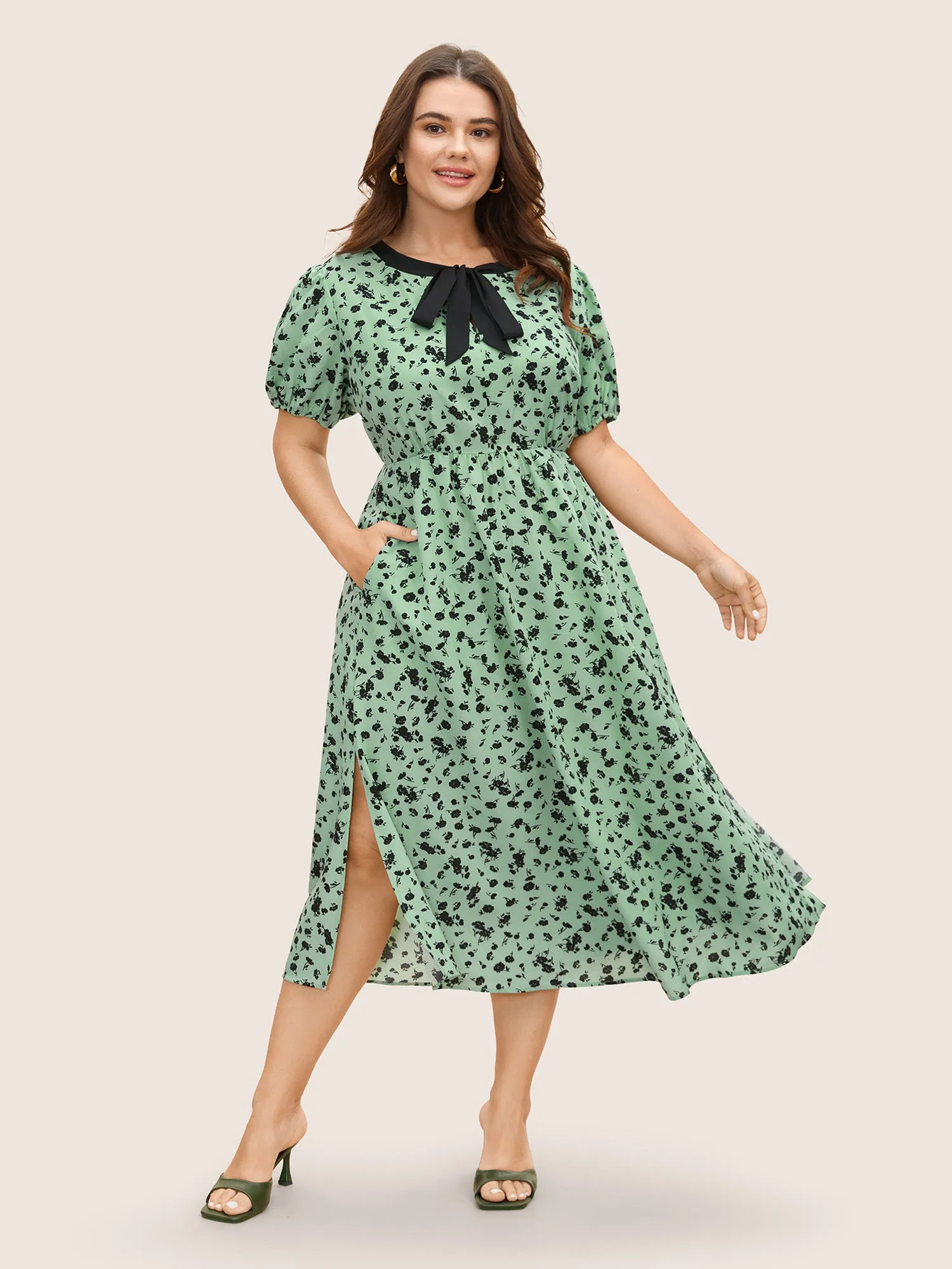 Floral A-line Midi Dress sold by Bloomchic