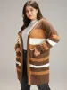 Contrast Open Front Patched Pocket Tunic Cardigan sold by Bloomchic