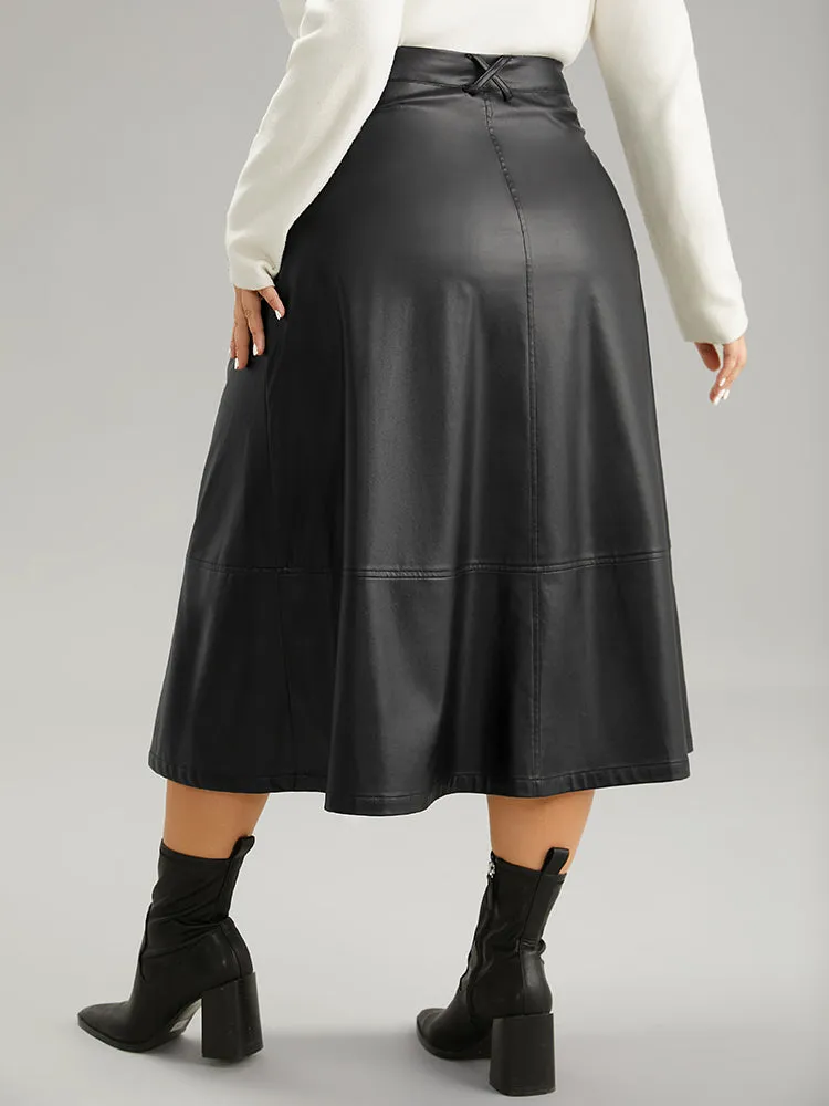 PU Leather Pocket Elastic Waist Cropped Skirt sold by Bloomchic product image thumbnail 2