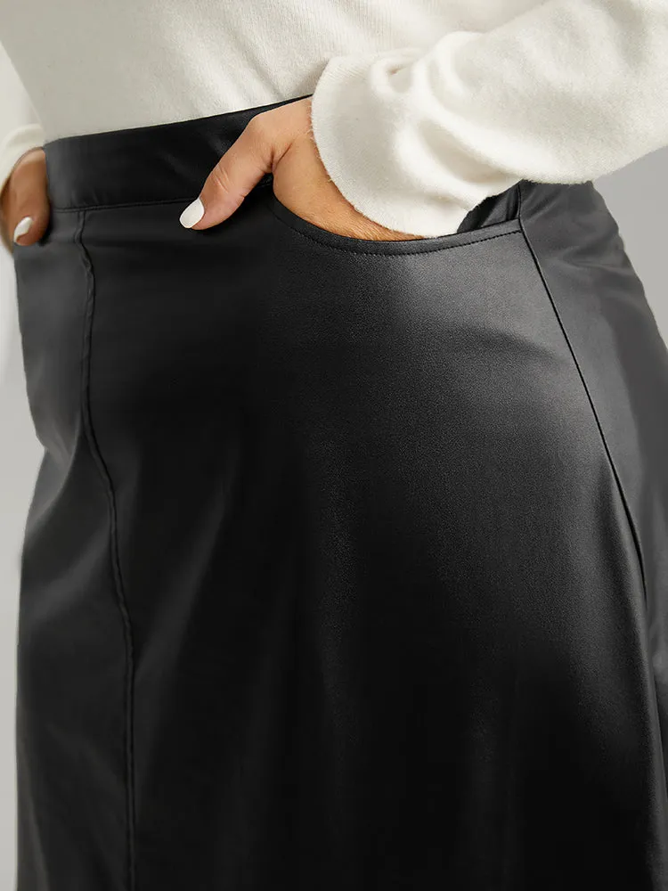 PU Leather Pocket Elastic Waist Cropped Skirt sold by Bloomchic product image thumbnail 4