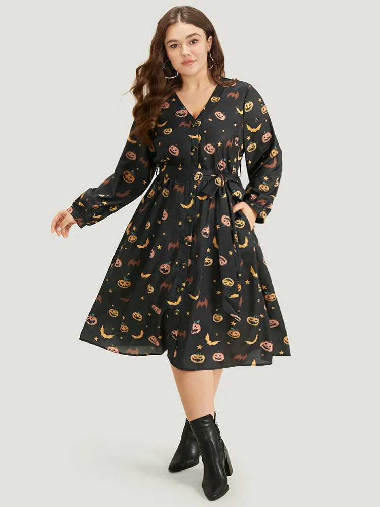 Halloween Lantern Sleeve Belted Dress sold by Bloomchic product image thumbnail 2