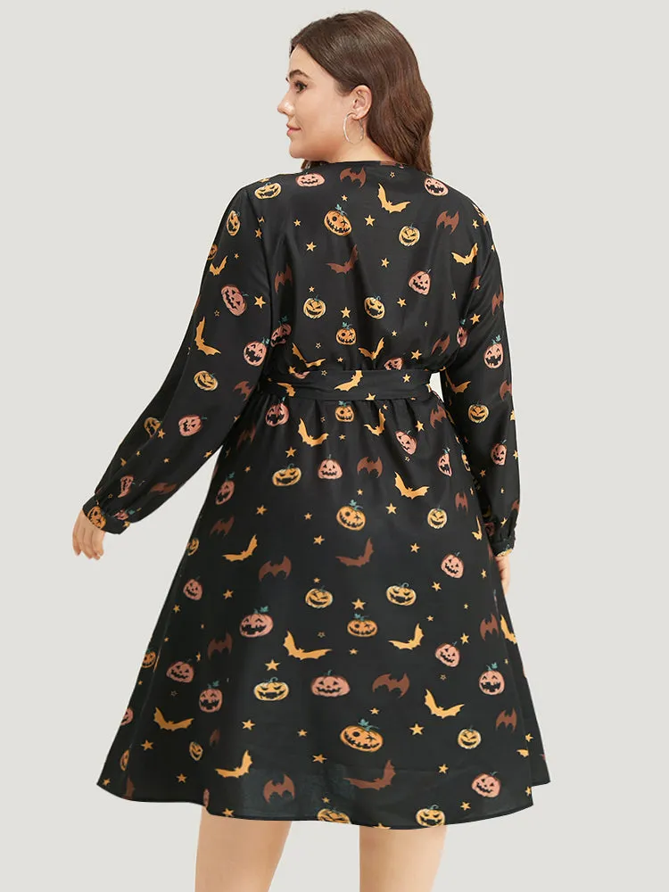 Halloween Lantern Sleeve Belted Dress sold by Bloomchic product image thumbnail 3