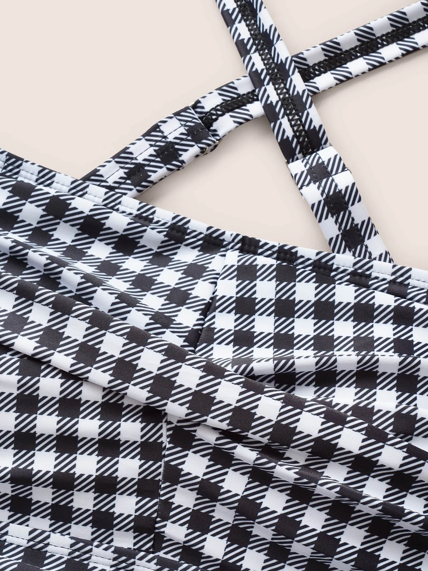 Gingham Heart Neckline Crossover One Piece Swimsuit sold by Bloomchic product image thumbnail 5