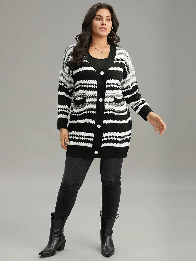 Striped Patched Pocket Button Up Cardigan sold by Bloomchic product image thumbnail 5