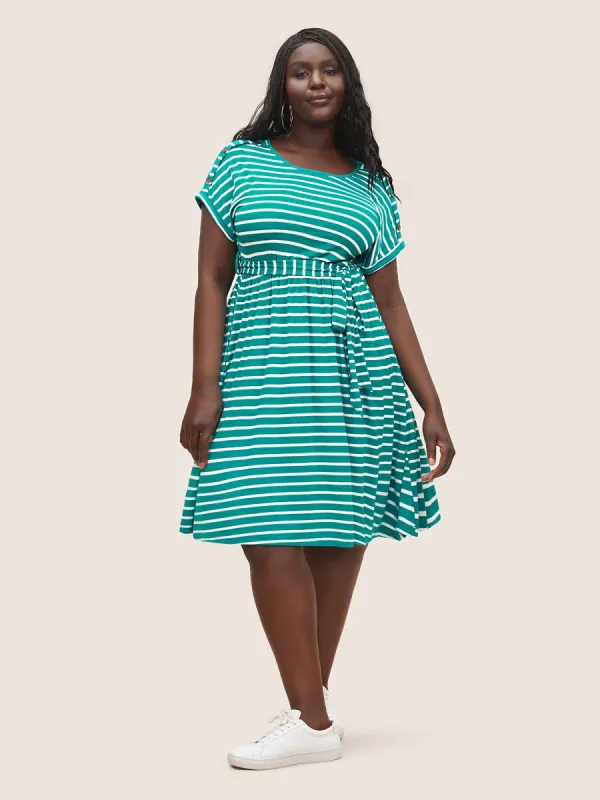 Supersoft Essentials Striped Dolman Sleeve Belted Dress sold by Bloomchic