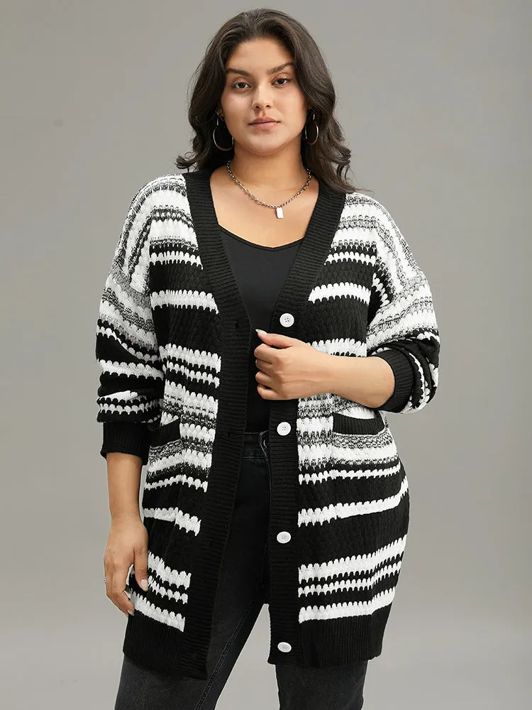 Striped Patched Pocket Button Up Cardigan sold by Bloomchic product image thumbnail 3