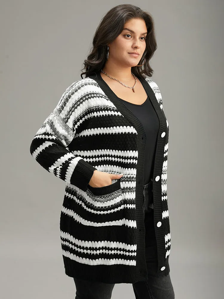 Striped Patched Pocket Button Up Cardigan sold by Bloomchic product image thumbnail 4