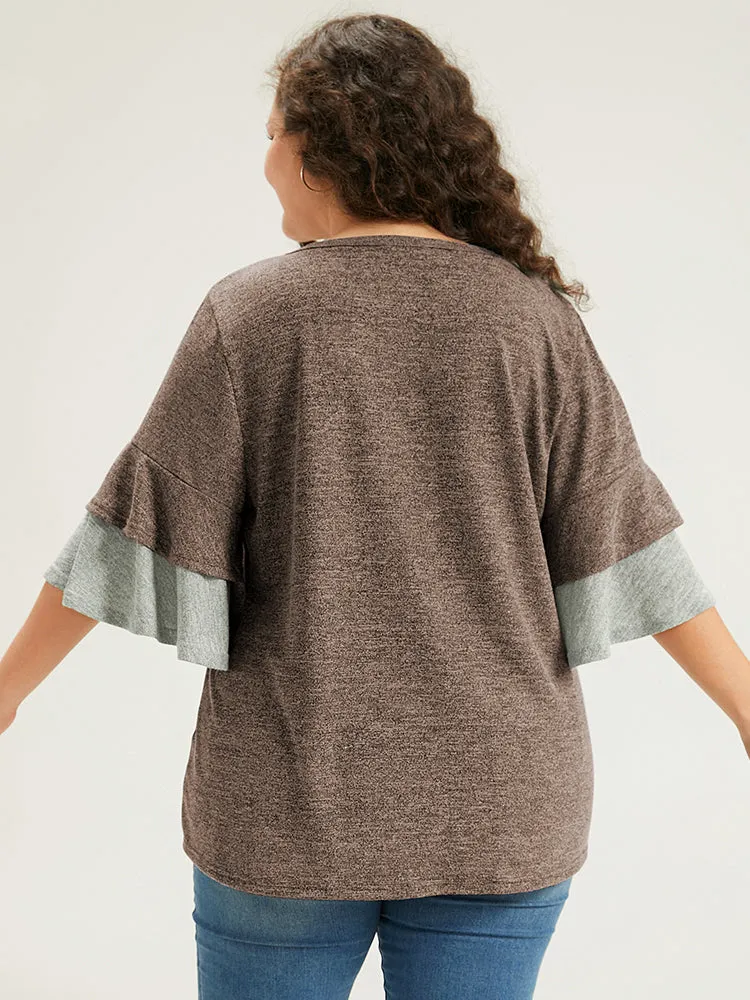 Contrast Layered Flutter Sleeve T-shirt sold by Bloomchic product image thumbnail 5