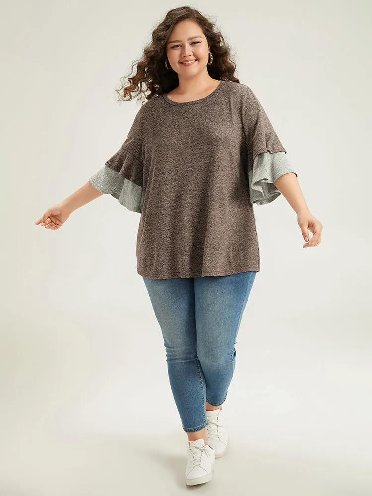 Contrast Layered Flutter Sleeve T-shirt sold by Bloomchic product image thumbnail 4