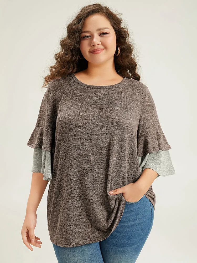 Contrast Layered Flutter Sleeve T-shirt sold by Bloomchic product image thumbnail 3