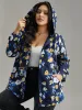 Boho Print Drawstring Hooded Zipper Jacket sold by Bloomchic