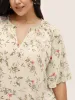 Floral Shirred Notched Flutter Sleeve Blouse sold by Bloomchic