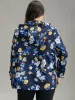 Boho Print Drawstring Hooded Zipper Jacket sold by Bloomchic
