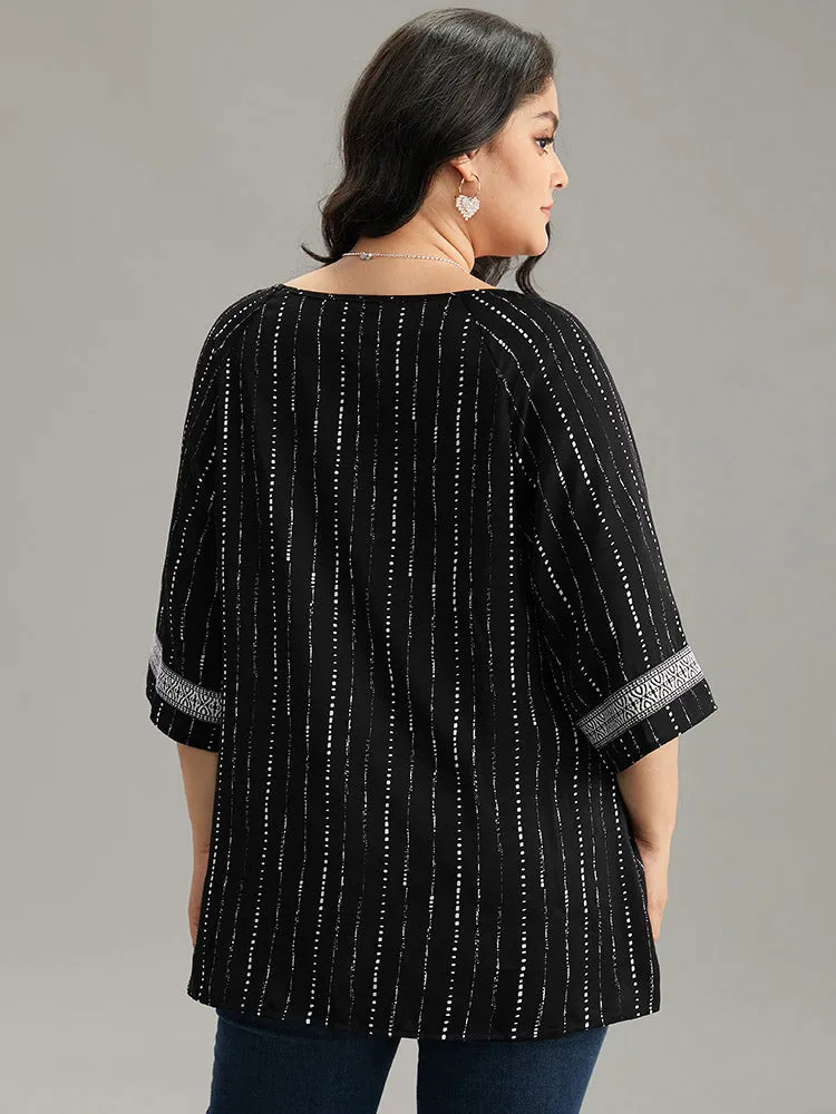 Bandana Contrast Webbing Raglan Sleeve Blouse sold by Bloomchic product image thumbnail 2