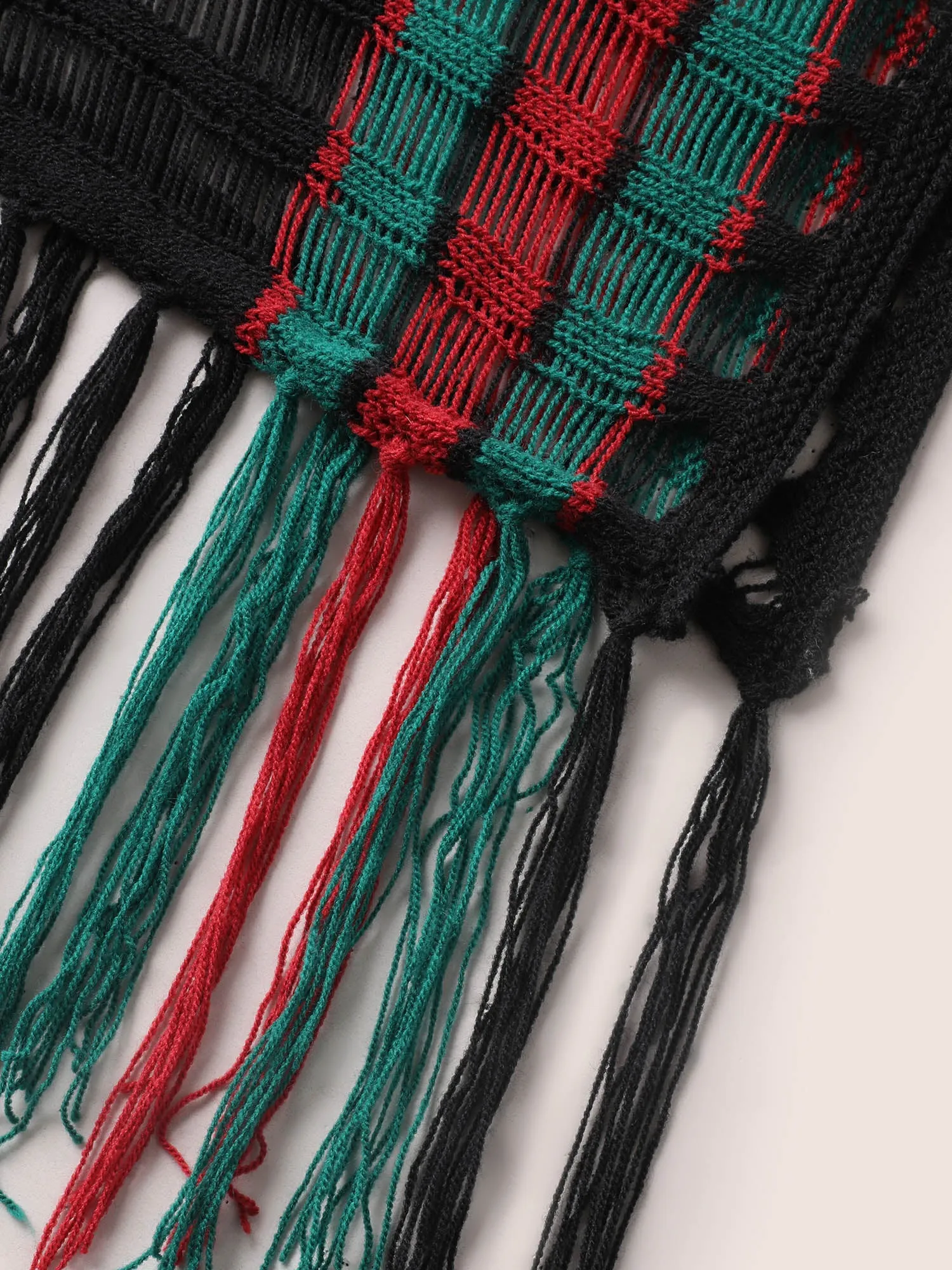 Contrast Striped Tassel Trim Split Side Swim Cover Up sold by Bloomchic product image thumbnail 5