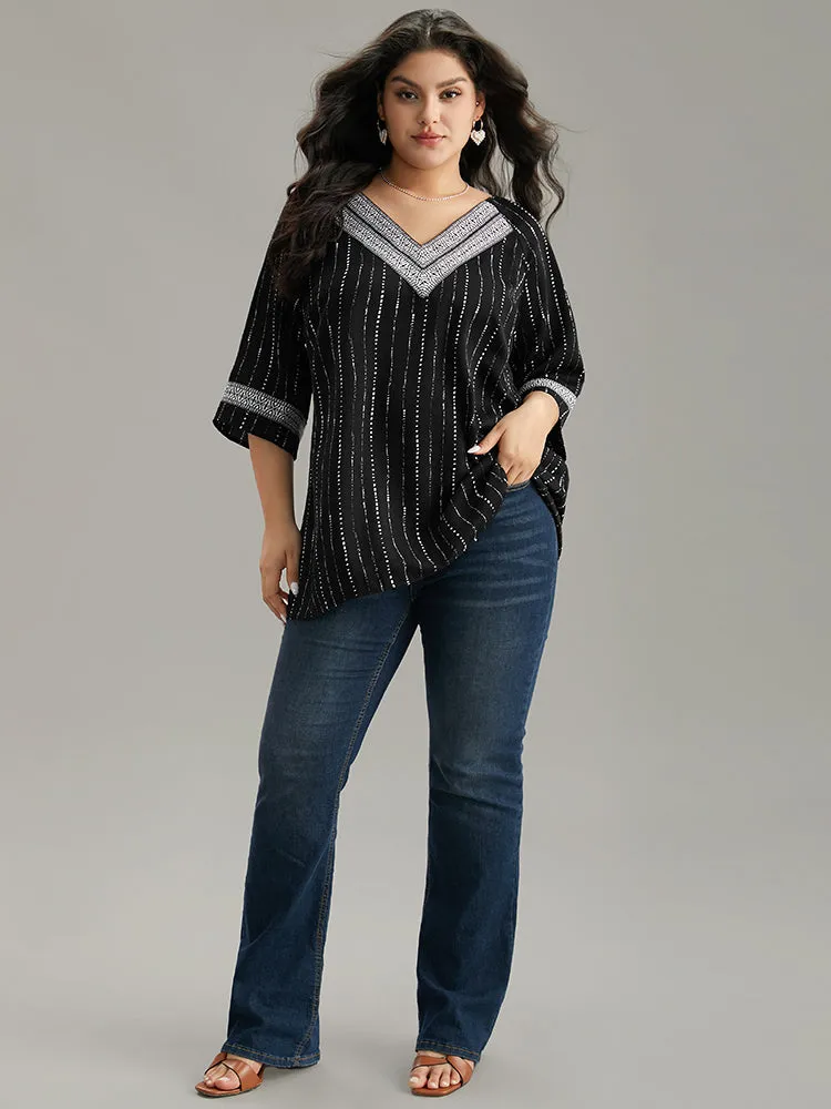 Bandana Contrast Webbing Raglan Sleeve Blouse sold by Bloomchic product image thumbnail 4