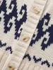 Fair Isle Balloon Sleeve Crew Neck Cardigan sold by Bloomchic