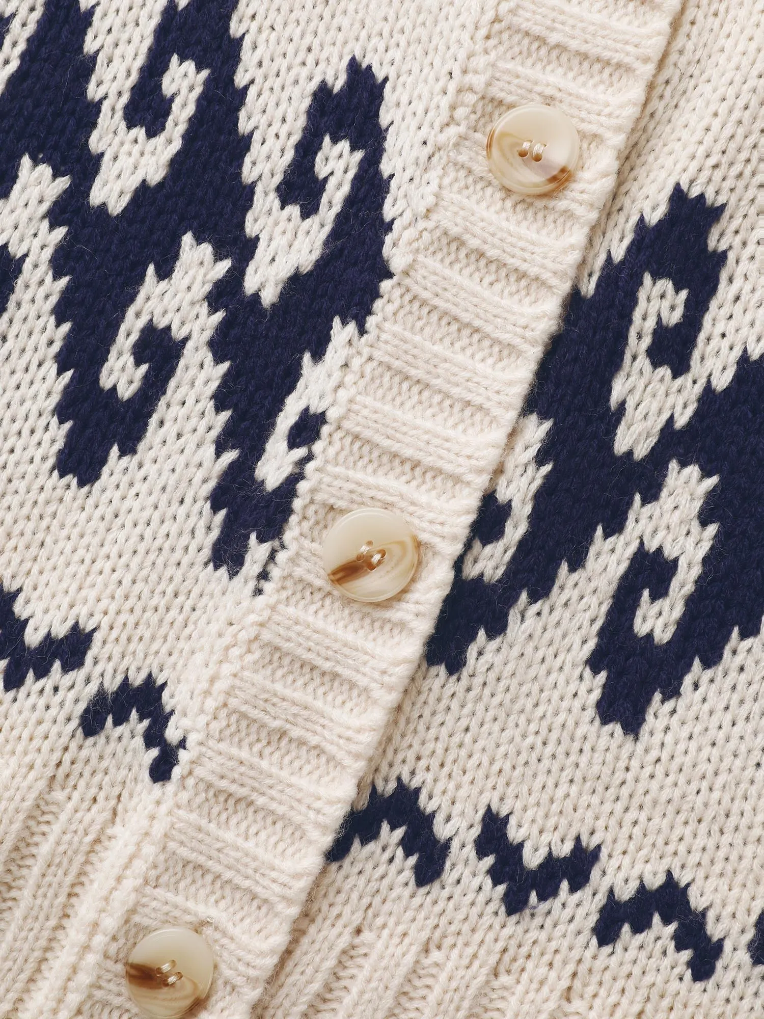 Fair Isle Balloon Sleeve Crew Neck Cardigan sold by Bloomchic product image thumbnail 5