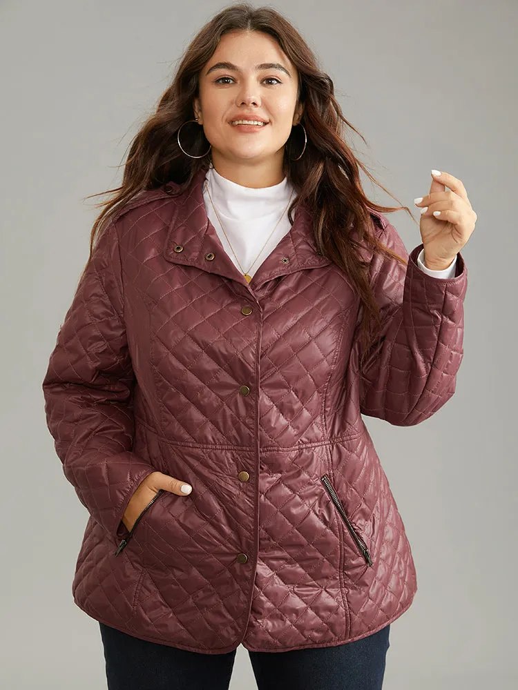 Plain Quilted Button Through Slant Pocket Coat sold by Bloomchic product image thumbnail 3