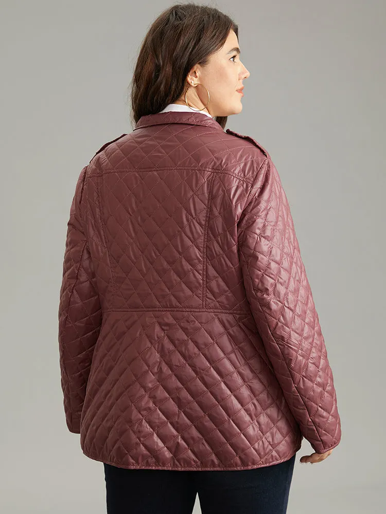 Plain Quilted Button Through Slant Pocket Coat sold by Bloomchic product image thumbnail 4