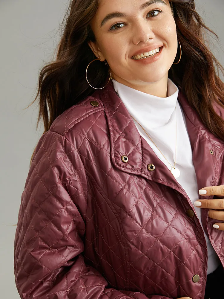 Plain Quilted Button Through Slant Pocket Coat sold by Bloomchic product image thumbnail 5