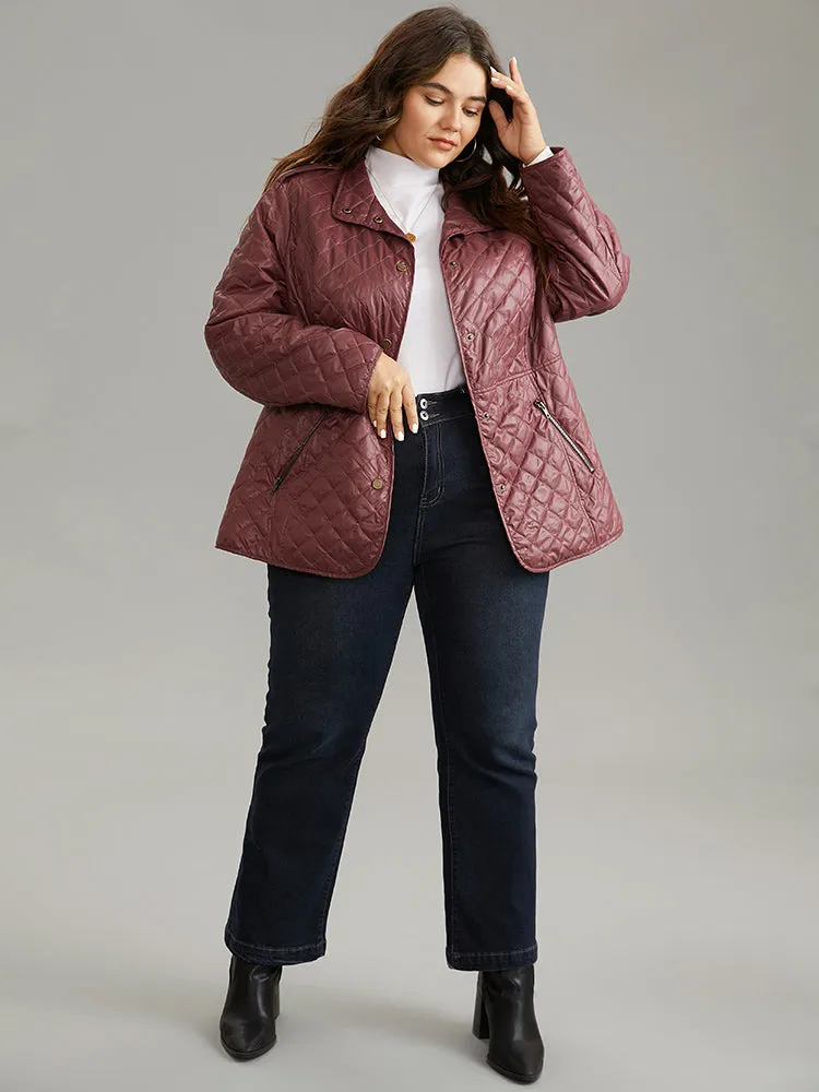 Plain Quilted Button Through Slant Pocket Coat sold by Bloomchic product image thumbnail 2