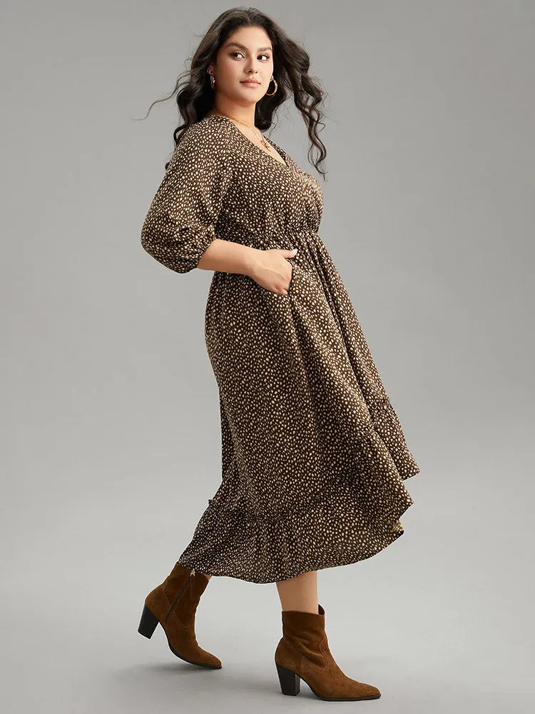 Leopard Lantern Sleeve Ruffles Frill Trim Dress sold by Bloomchic product image thumbnail 4