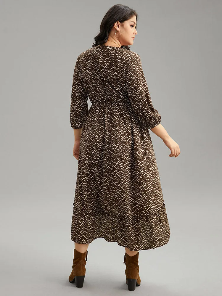 Leopard Lantern Sleeve Ruffles Frill Trim Dress sold by Bloomchic product image thumbnail 3