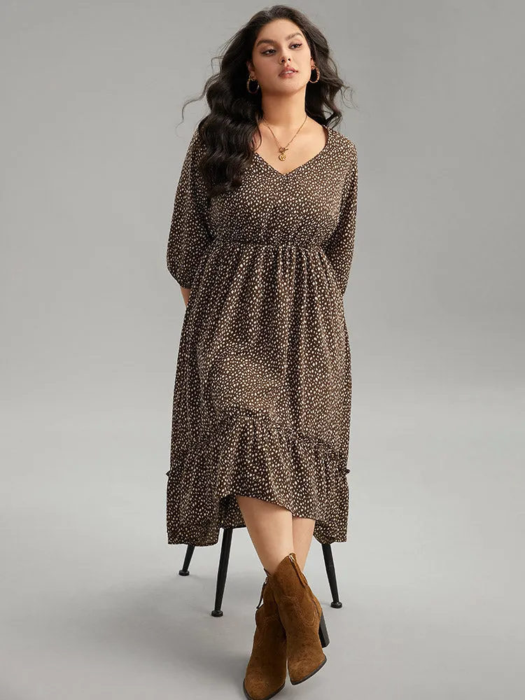 Leopard Lantern Sleeve Ruffles Frill Trim Dress sold by Bloomchic product image thumbnail 2