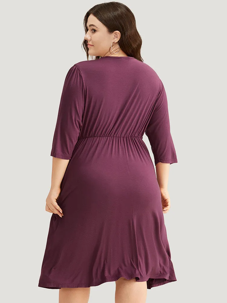 Asymmetrical Button Detail Ruffle Hem Dress sold by Bloomchic product image thumbnail 5