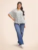 Shirt Collar Striped Drawstring Dolman Sleeve Blouse sold by Bloomchic