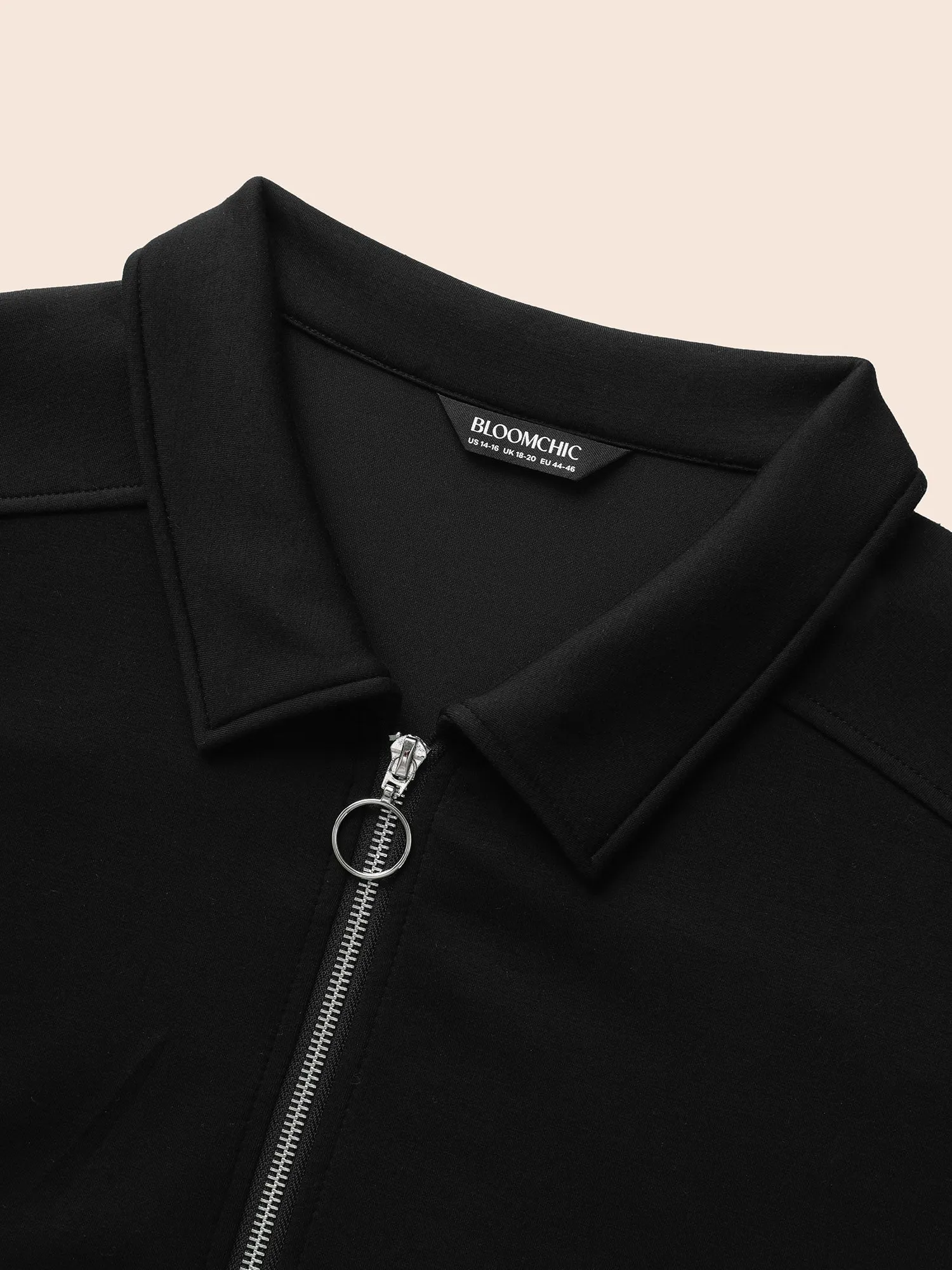 Lapel Collar O Ring Zipper Midi Dress sold by Bloomchic product image thumbnail 5