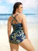 Contrast Floral Heart Neckline Twist Front One Piece Swimsuit sold by Bloomchic