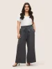 Plain Paperbag Waist Belted Wide Leg Pants sold by Bloomchic
