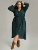 Rib Knit Button Detail Belted Wrap Hem Dress sold by Bloomchic