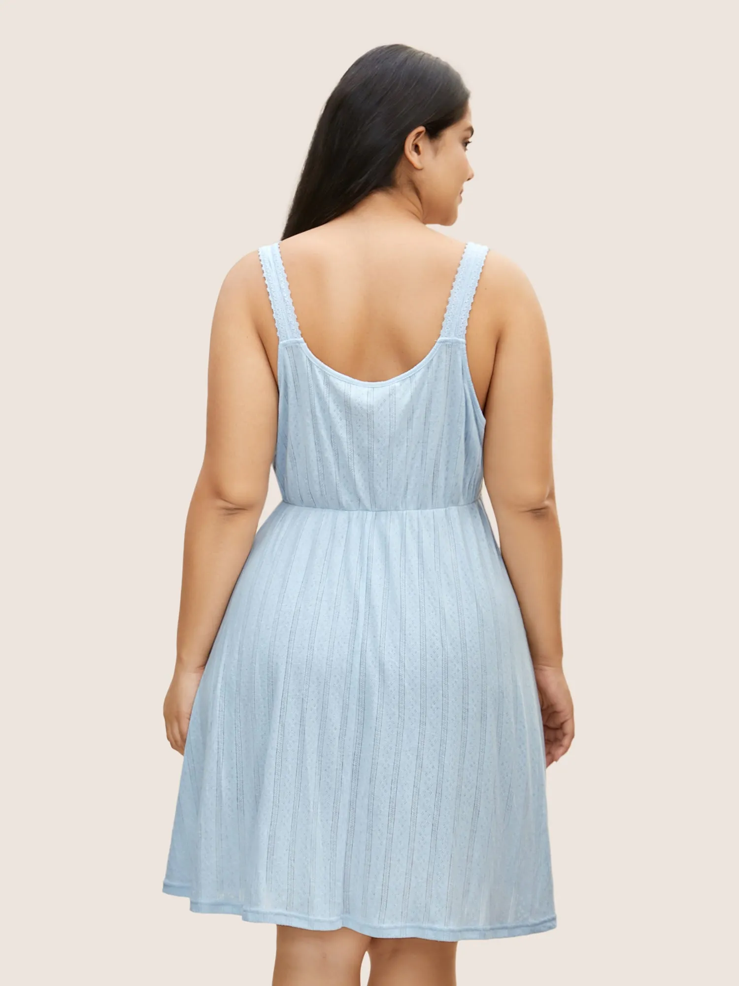 Texture V Neck Lace Panel Sleep Dress sold by Bloomchic product image thumbnail 2