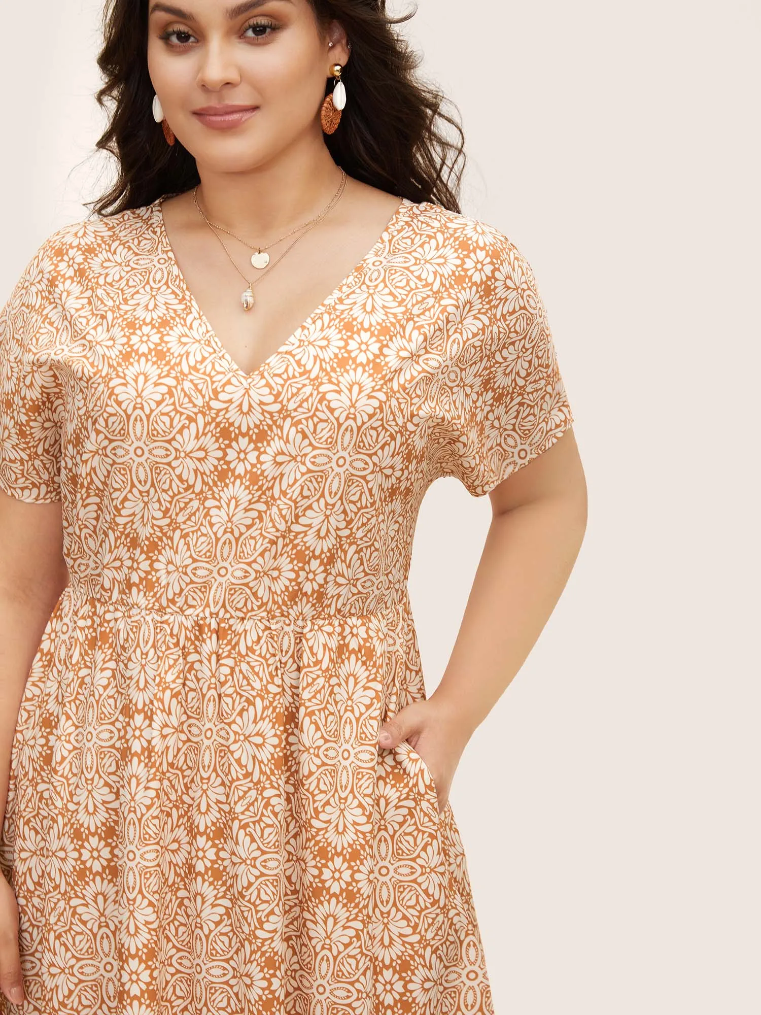 V Neck Bandana Dolman Sleeve Midi Dress sold by Bloomchic product image thumbnail 4