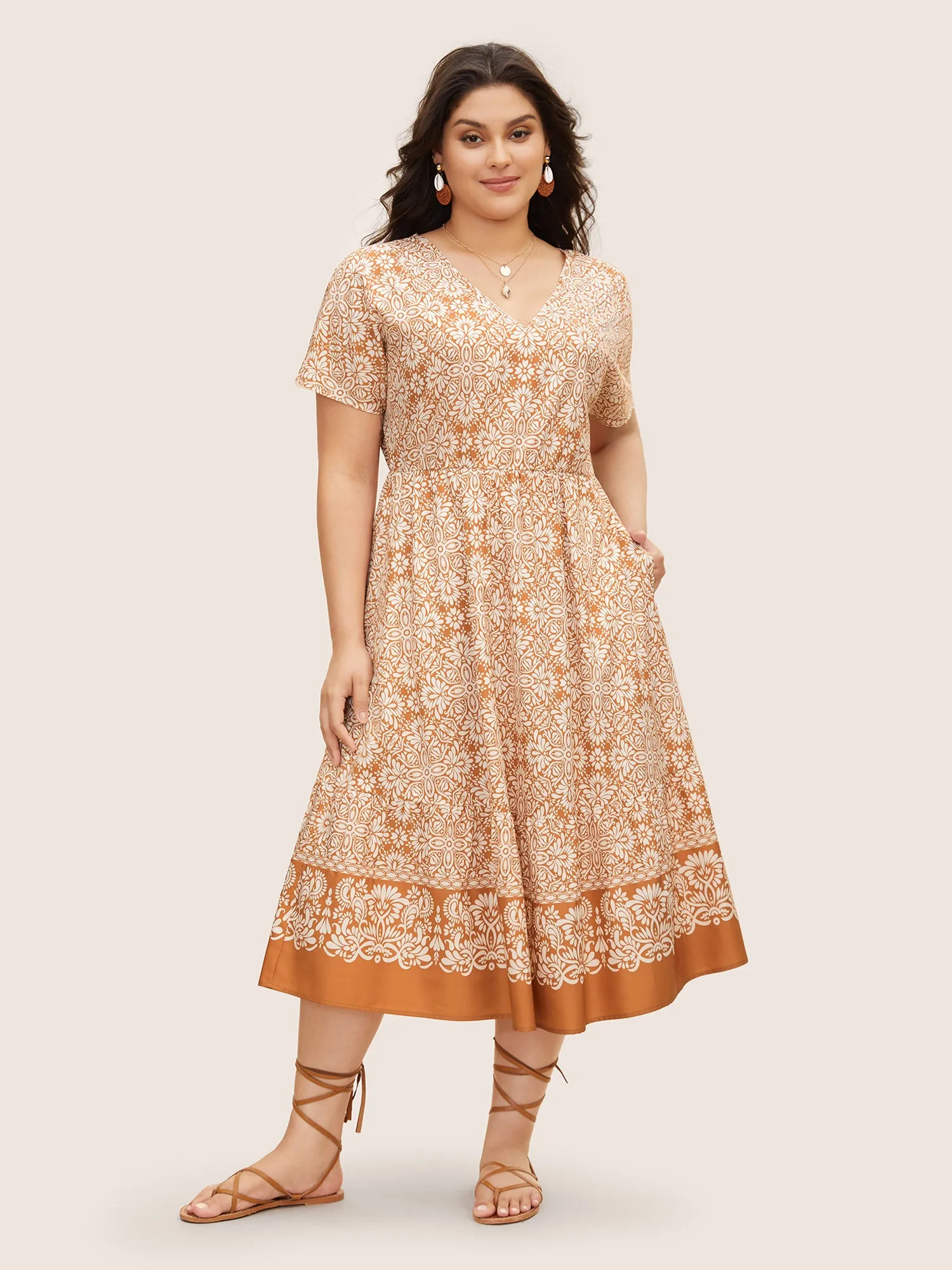 V Neck Bandana Dolman Sleeve Midi Dress sold by Bloomchic product image thumbnail 2