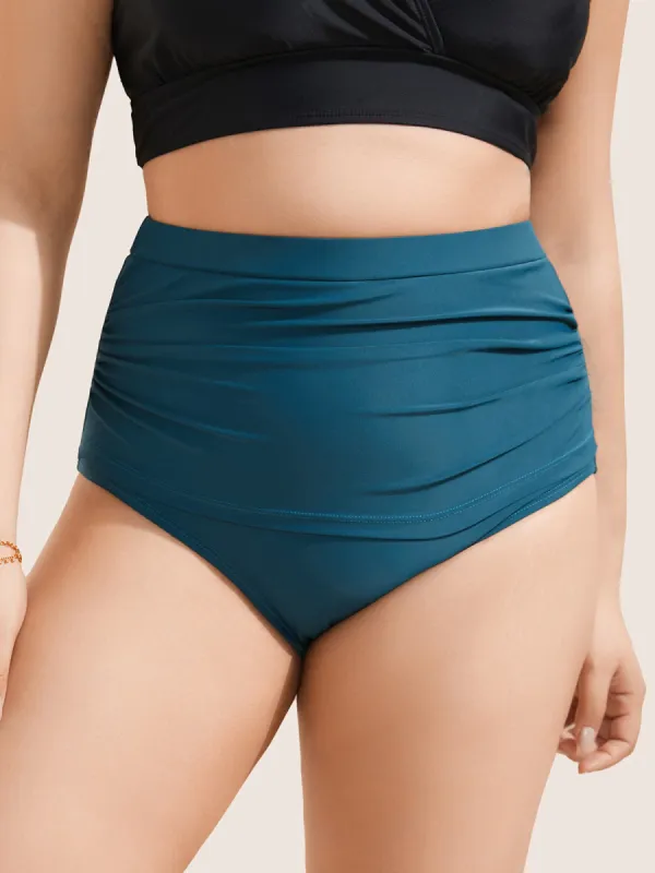 Solid Ruched High Rise Swim Bottom sold by Bloomchic