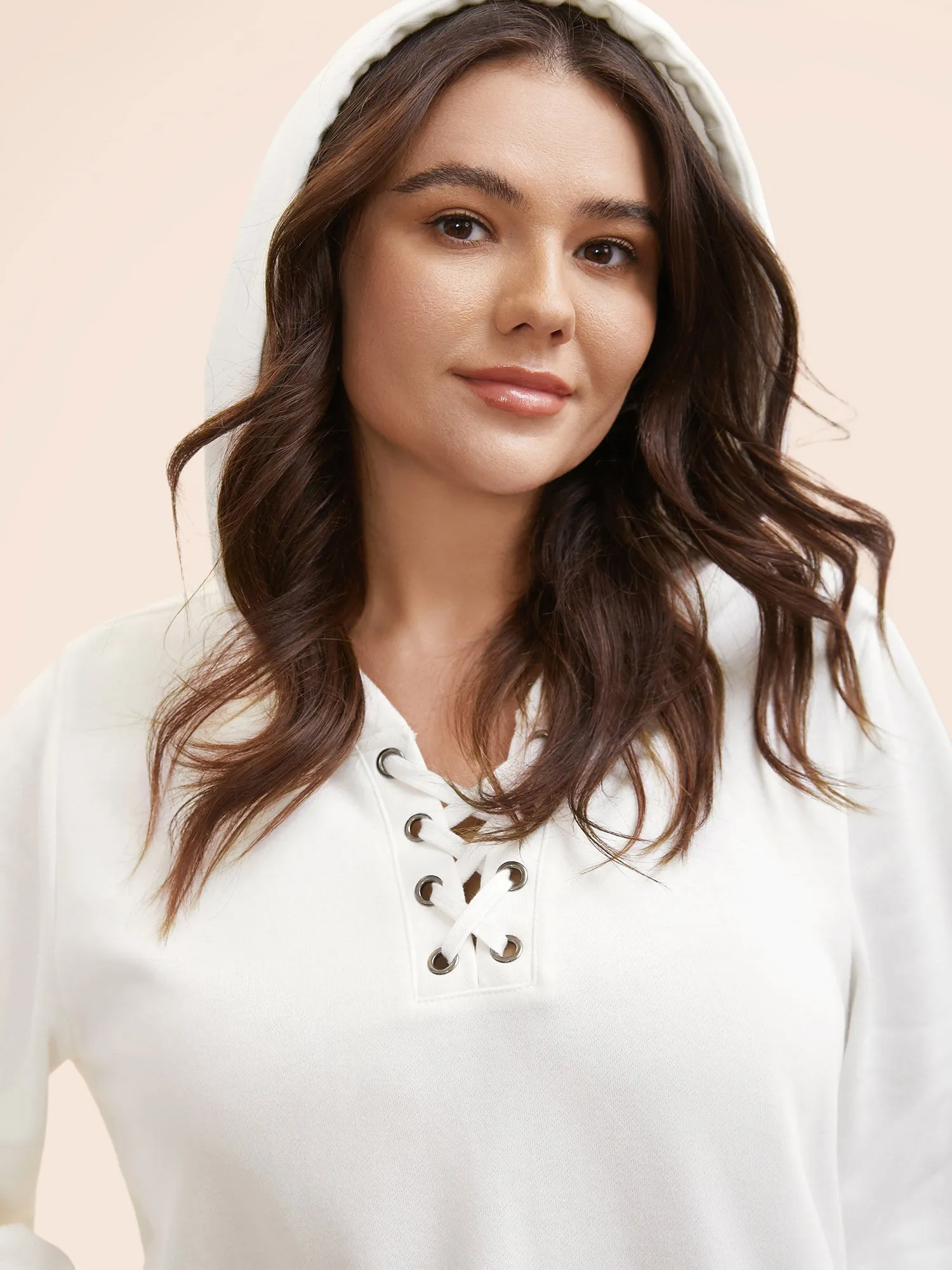 Cross Straps Kangaroo Pocket Hooded Sweatshirt sold by Bloomchic product image thumbnail 4