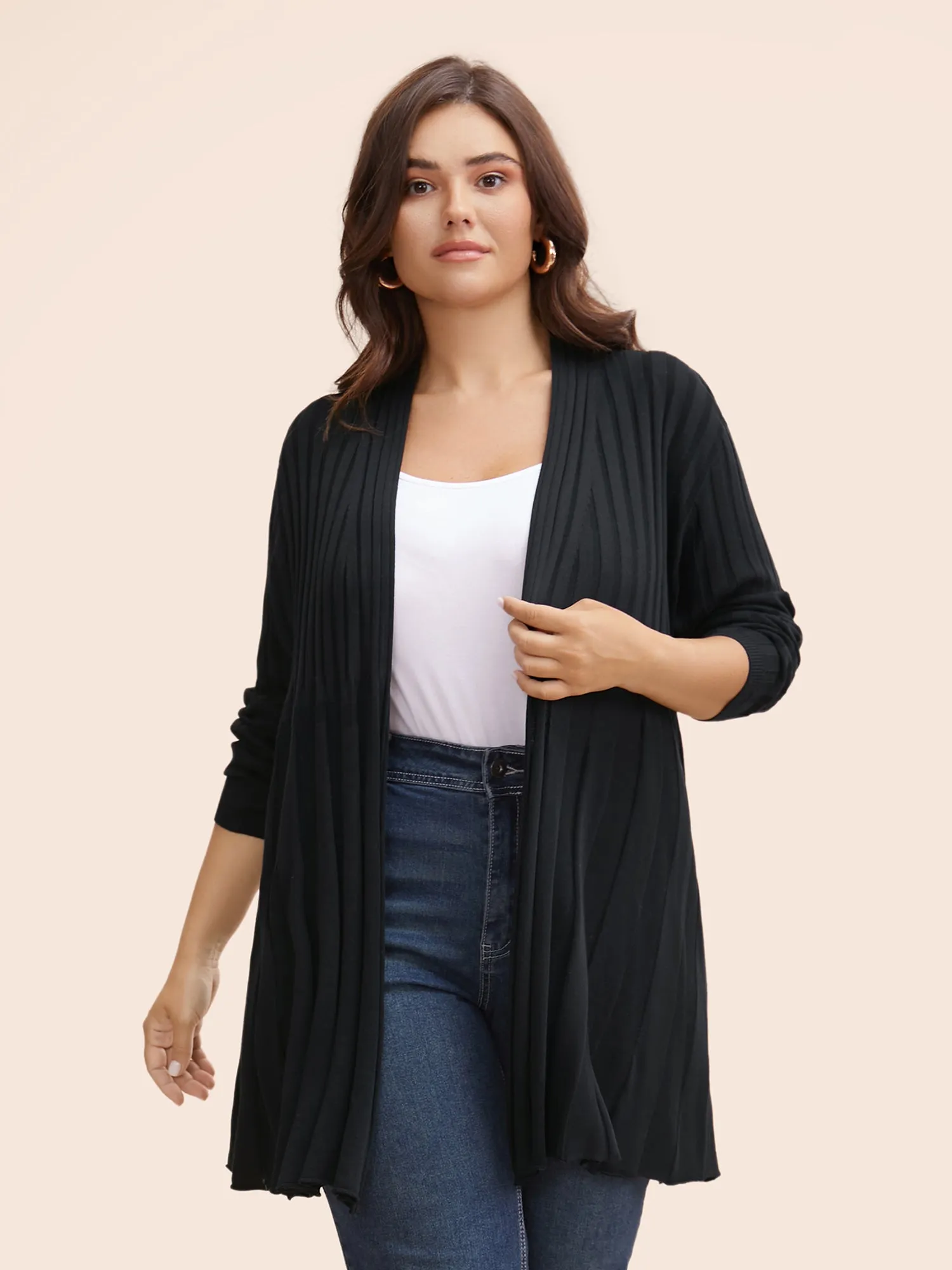 Plain Textured Kimono Collar Cardigan sold by Bloomchic product image thumbnail 4