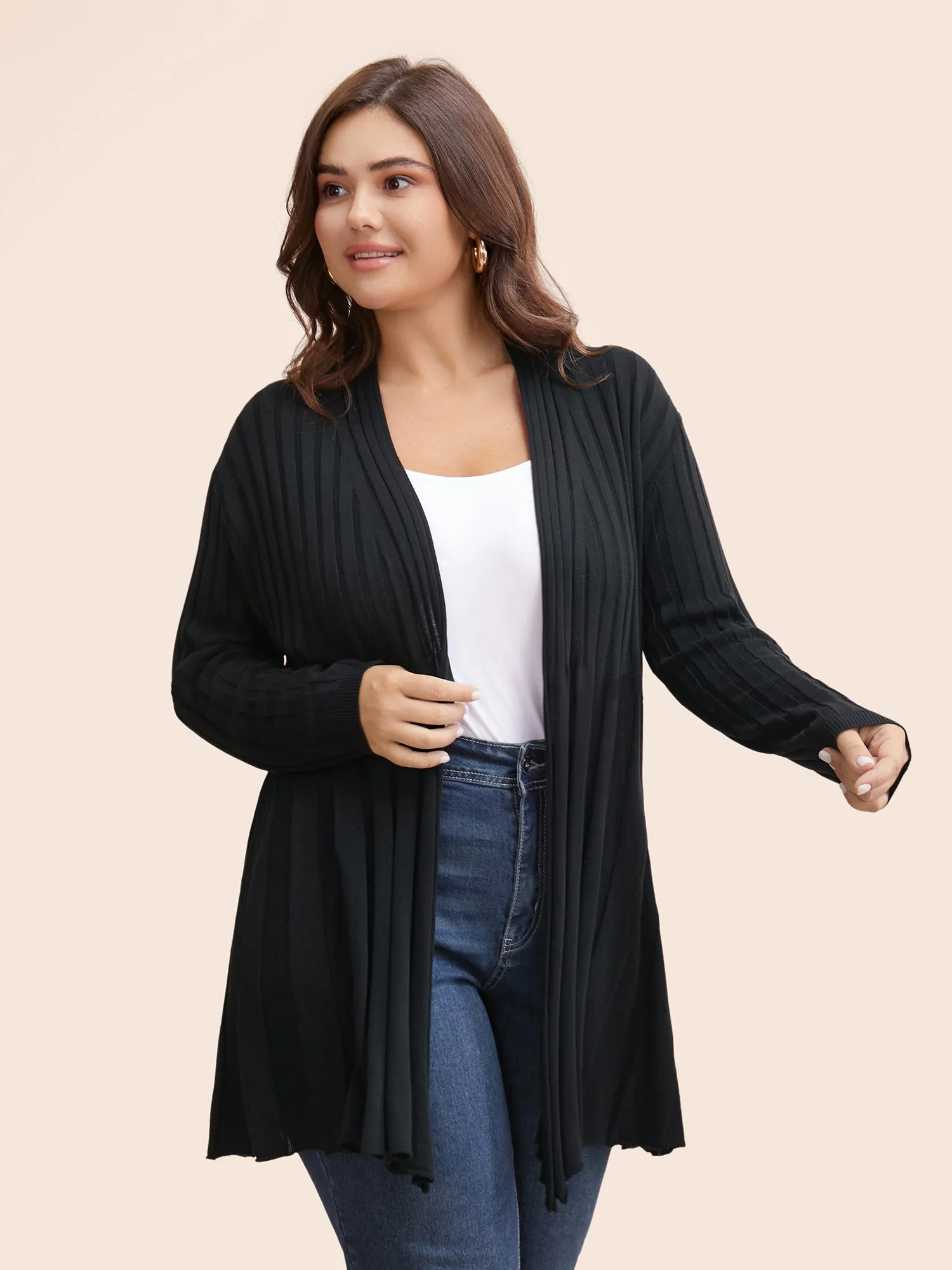 Plain Textured Kimono Collar Cardigan sold by Bloomchic product image thumbnail 5