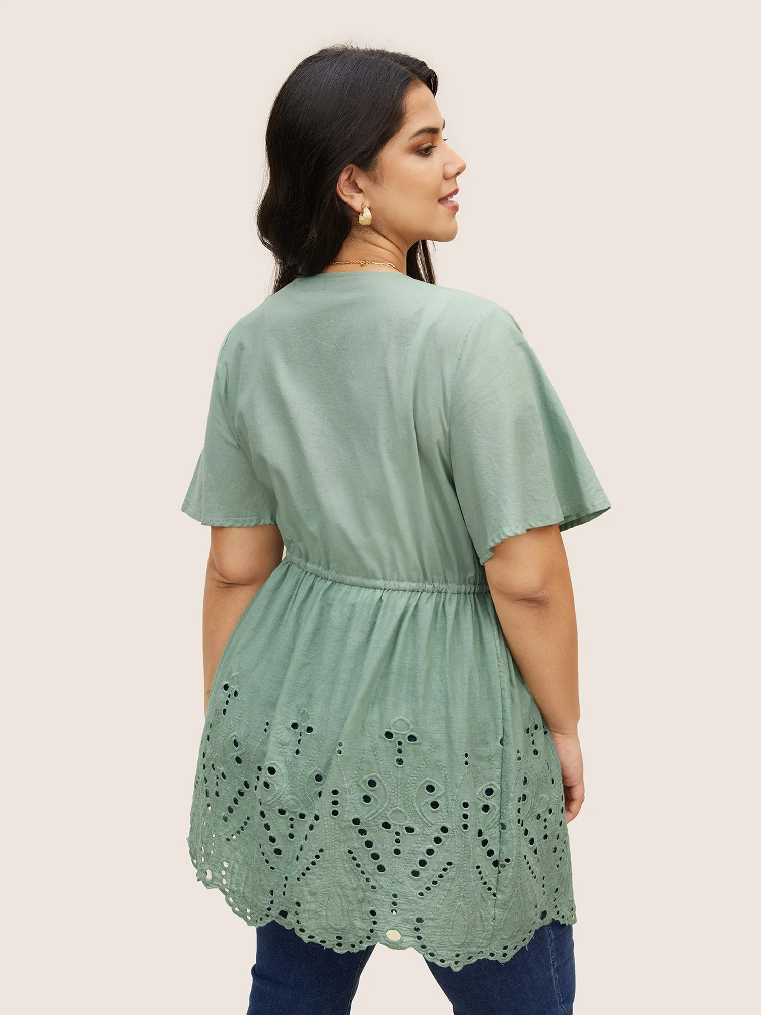 Plain Broderie Anglaise Drawstring Kimono sold by Bloomchic product image thumbnail 4