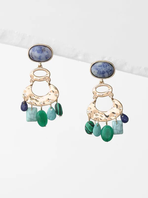 Natural Stone Drop Earrings sold by Bloomchic