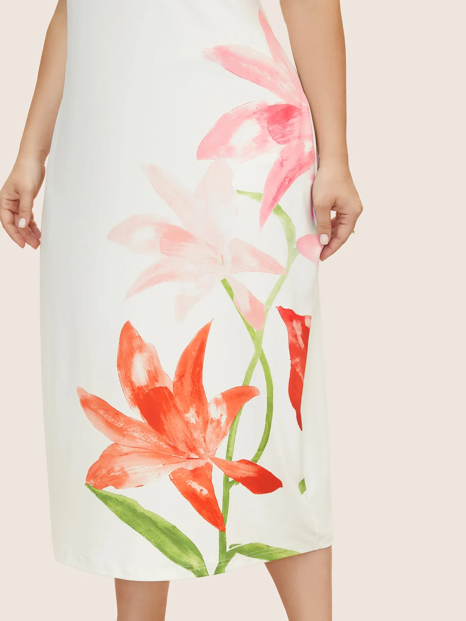 Square Neck Slim Fit Lily Patterned Dress sold by Bloomchic product image thumbnail 3