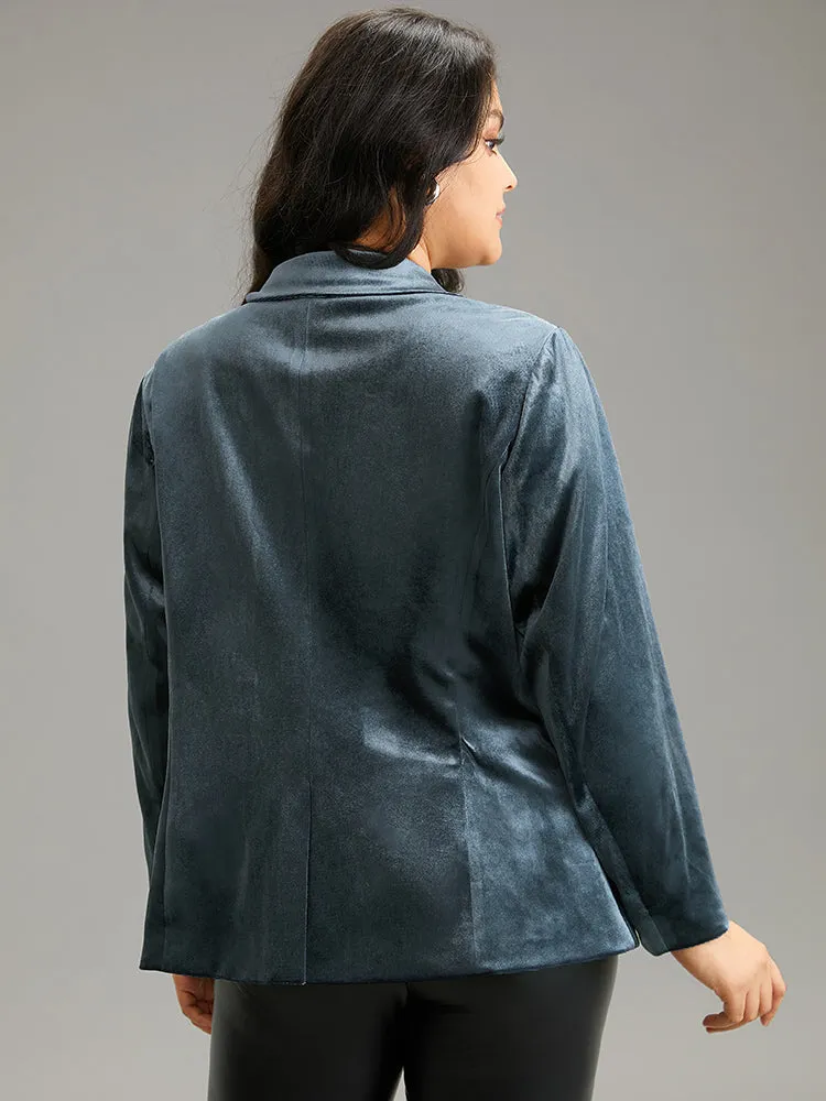 Velvet Suit Collar Pocket Button Up Blazer sold by Bloomchic product image thumbnail 4