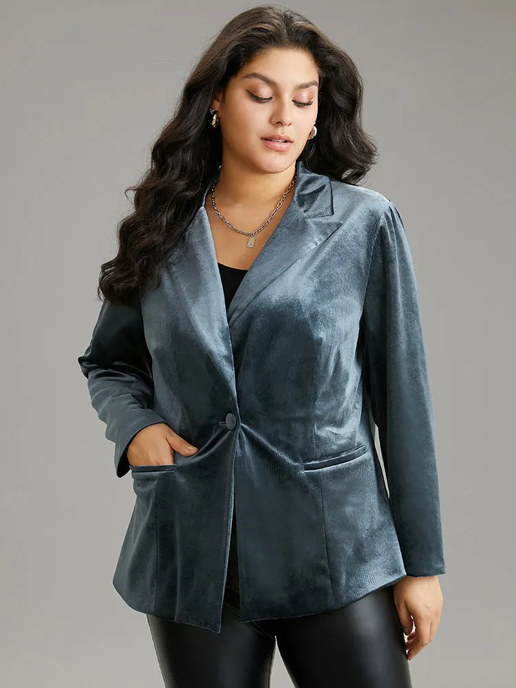 Velvet Suit Collar Pocket Button Up Blazer sold by Bloomchic